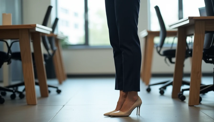 Polished work outfit with trousers and flats showing proper length and clean lines